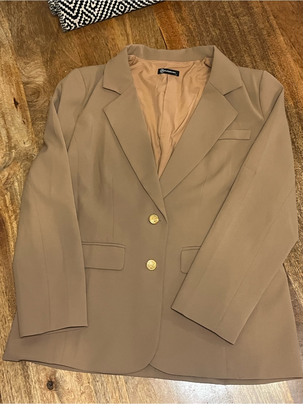 Women's Camel Tailored Blazer with Gold Buttons